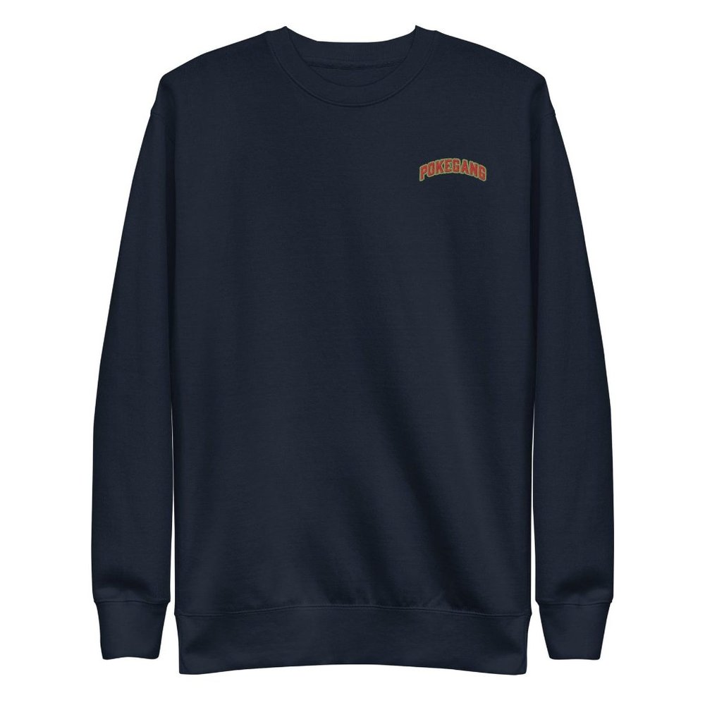PokeGang Unisex Navy Long Sleeve Crew Neck Pullover Soft Fleece Sweatshirt
